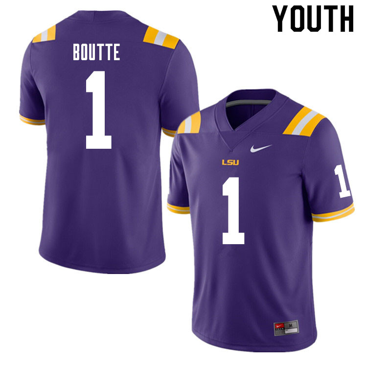 Youth #1 Kayshon Boutte LSU Tigers College Football Jerseys Sale-Purple